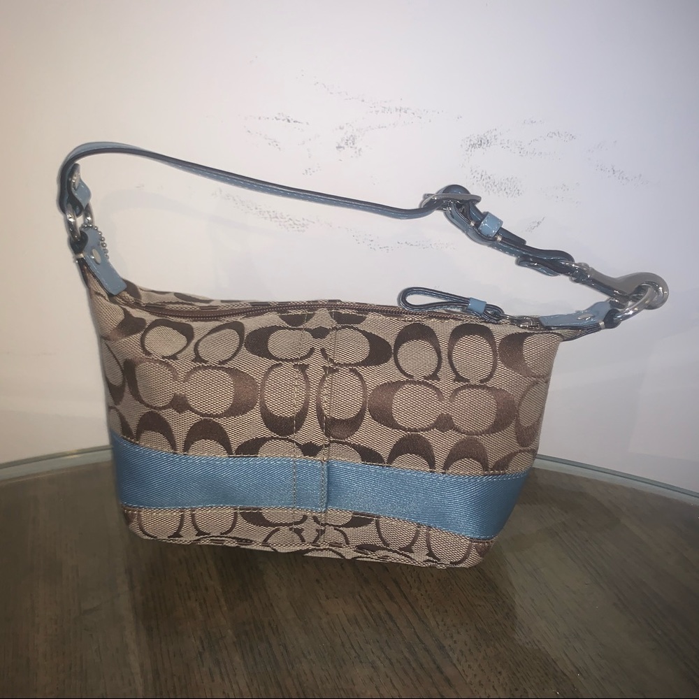Coach Monogram Trim Mini Baguette Purse